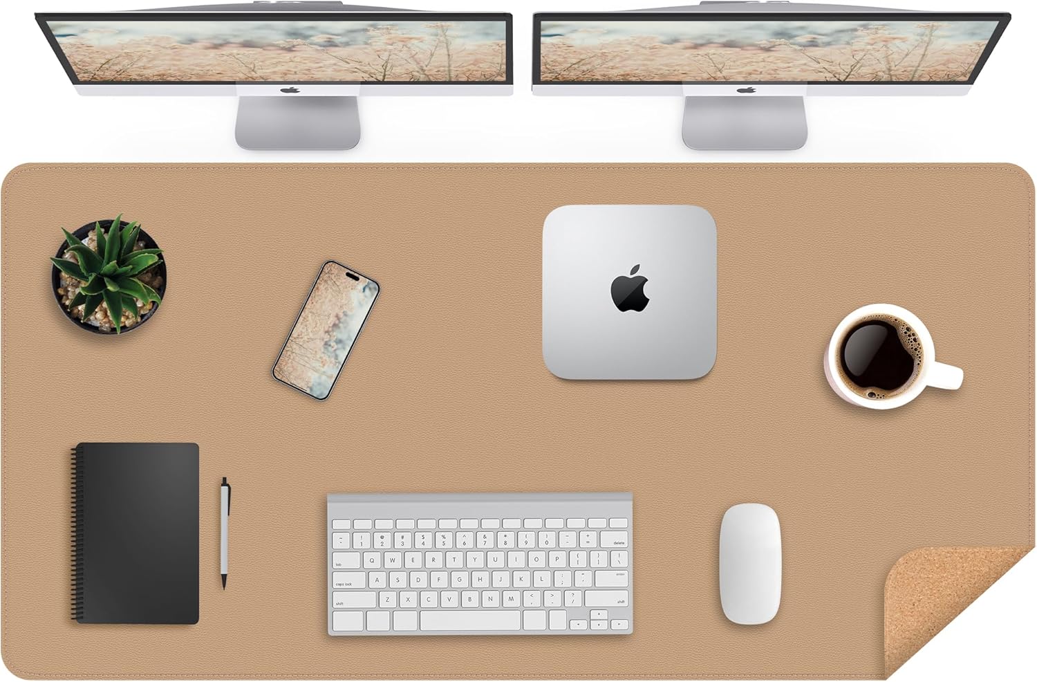 Large Desk Mat 47.2" x 17" Leather Desk Pad Protector with Natural Cork & PU Leather, Non-Slip Office Desk Mat, Large Mouse Pad, Waterproof Desk Blotter pad for Office&Home(Black) - Image 15