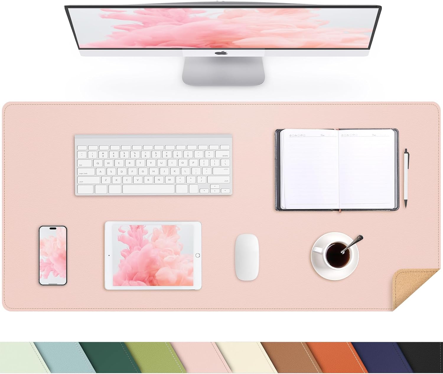 Large Desk Mat 47.2" x 17" Leather Desk Pad Protector with Natural Cork & PU Leather, Non-Slip Office Desk Mat, Large Mouse Pad, Waterproof Desk Blotter pad for Office&Home(Black) - Image 33