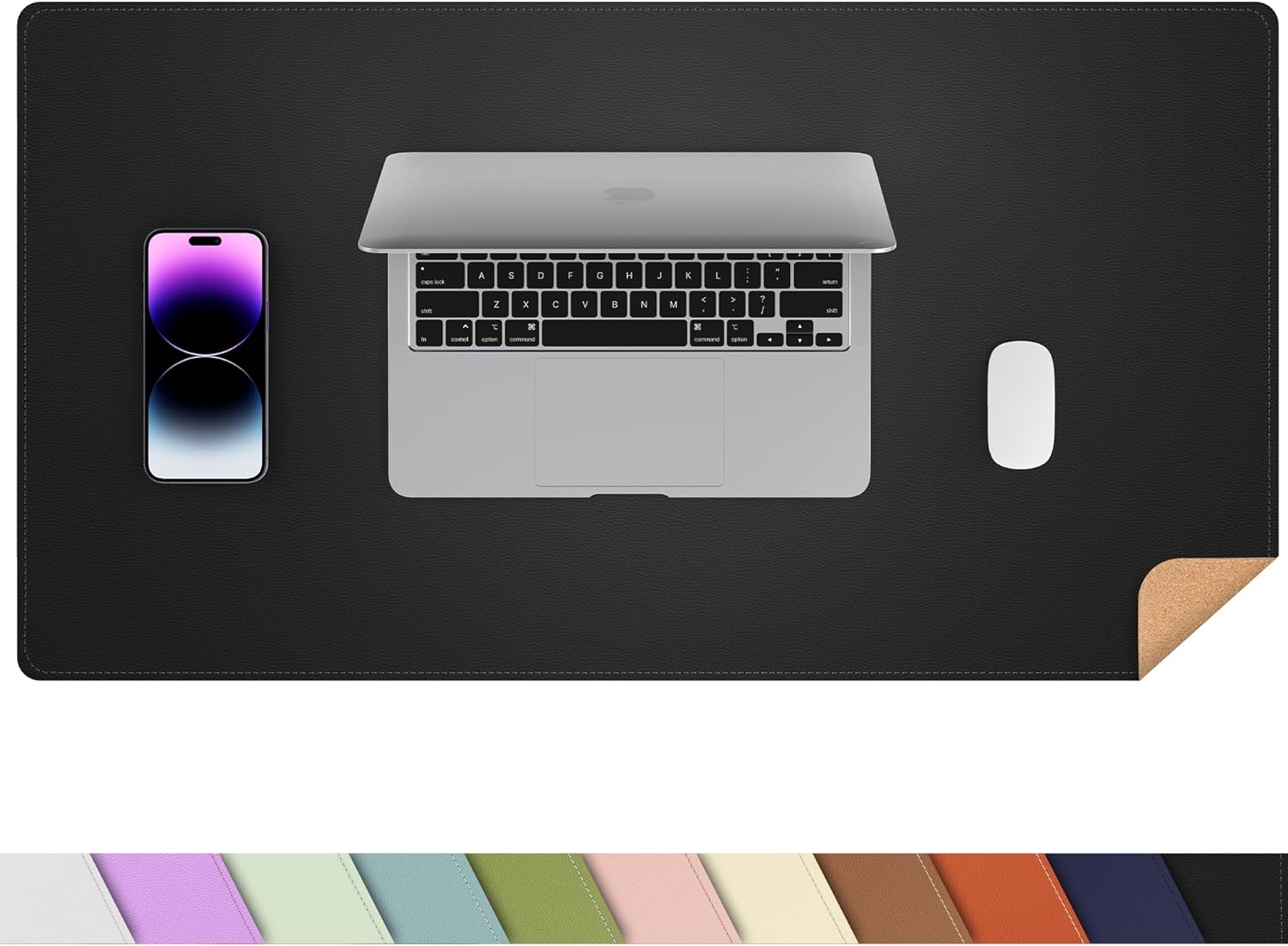 Large Desk Mat 47.2" x 17" Leather Desk Pad Protector with Natural Cork & PU Leather, Non-Slip Office Desk Mat, Large Mouse Pad, Waterproof Desk Blotter pad for Office&Home(Black) - Image 23