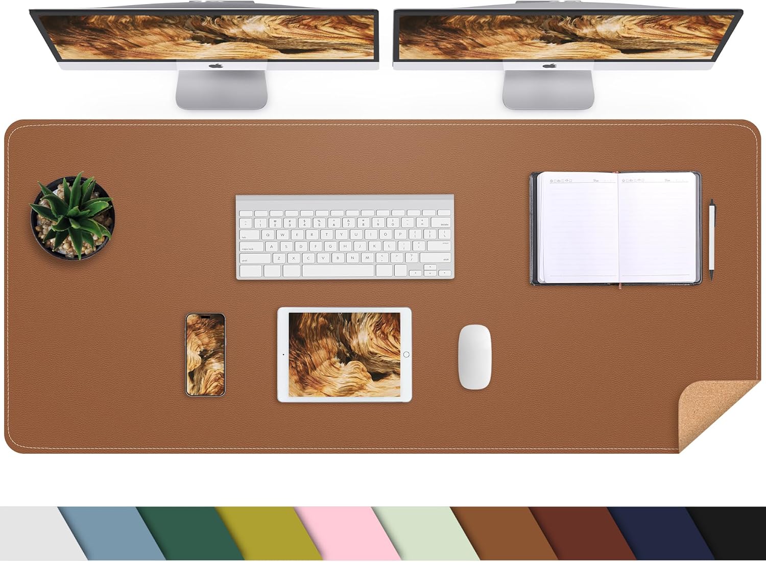 Large Desk Mat 47.2" x 17" Leather Desk Pad Protector with Natural Cork & PU Leather, Non-Slip Office Desk Mat, Large Mouse Pad, Waterproof Desk Blotter pad for Office&Home(Black) - Image 21