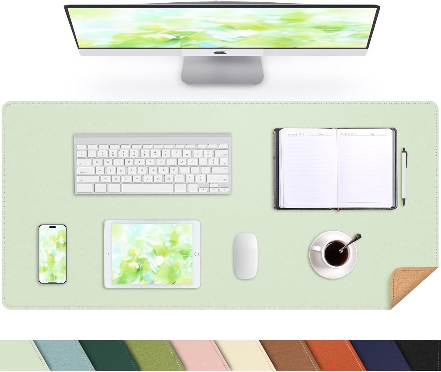 Large Desk Mat 47.2" x 17" Leather Desk Pad Protector with Natural Cork & PU Leather, Non-Slip Office Desk Mat, Large Mouse Pad, Waterproof Desk Blotter pad for Office&Home(Black) - Image 63