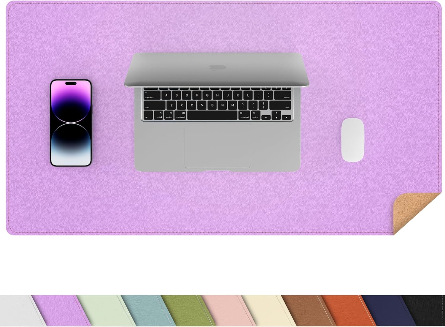 Large Desk Mat 47.2" x 17" Leather Desk Pad Protector with Natural Cork & PU Leather, Non-Slip Office Desk Mat, Large Mouse Pad, Waterproof Desk Blotter pad for Office&Home(Black) - Image 16