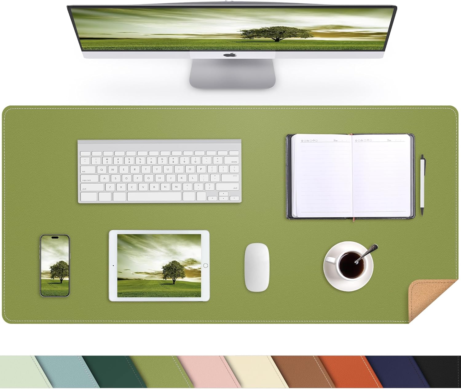 Large Desk Mat 47.2" x 17" Leather Desk Pad Protector with Natural Cork & PU Leather, Non-Slip Office Desk Mat, Large Mouse Pad, Waterproof Desk Blotter pad for Office&Home(Black) - Image 69