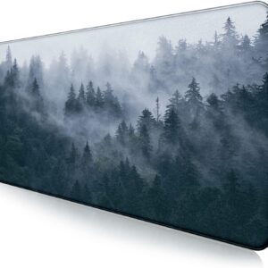 Large Extended Gaming Mouse Pad with Stitched Edges, Non-Slip Waterproof Rubber Base Mouse Pad for Office, Computer, Keyboard, Laptop and Home Desk Pad 35.4 x 15.7 x 0.12 Inch (Grey Forest)