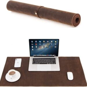 Lea Haris Leather Mat Desk Pad & Blotter Protector, Flat, Non Slip, 36 X 20 Inches, Dark Brown, Ideal for Office and Home (36 X 20 Inch, Brown)