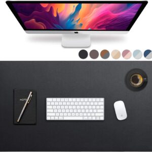 Leather Desk Pad 36" x 20", Vine Creations Office Desk Mat Waterproof Black - Premium Quality - Smooth Mouse Writing Surface - Maximum Protection Dual-Sided Pu Leather Blotter for Desk Office\/Home