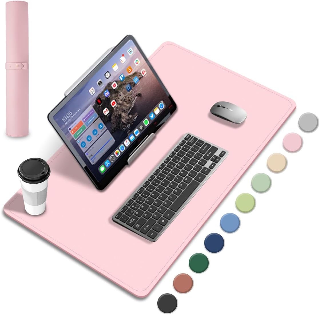 Leather Desk Pad Mat, Non-Slip Desk Protector with Wrist Rest Weekly Monthly Planner - Image 2