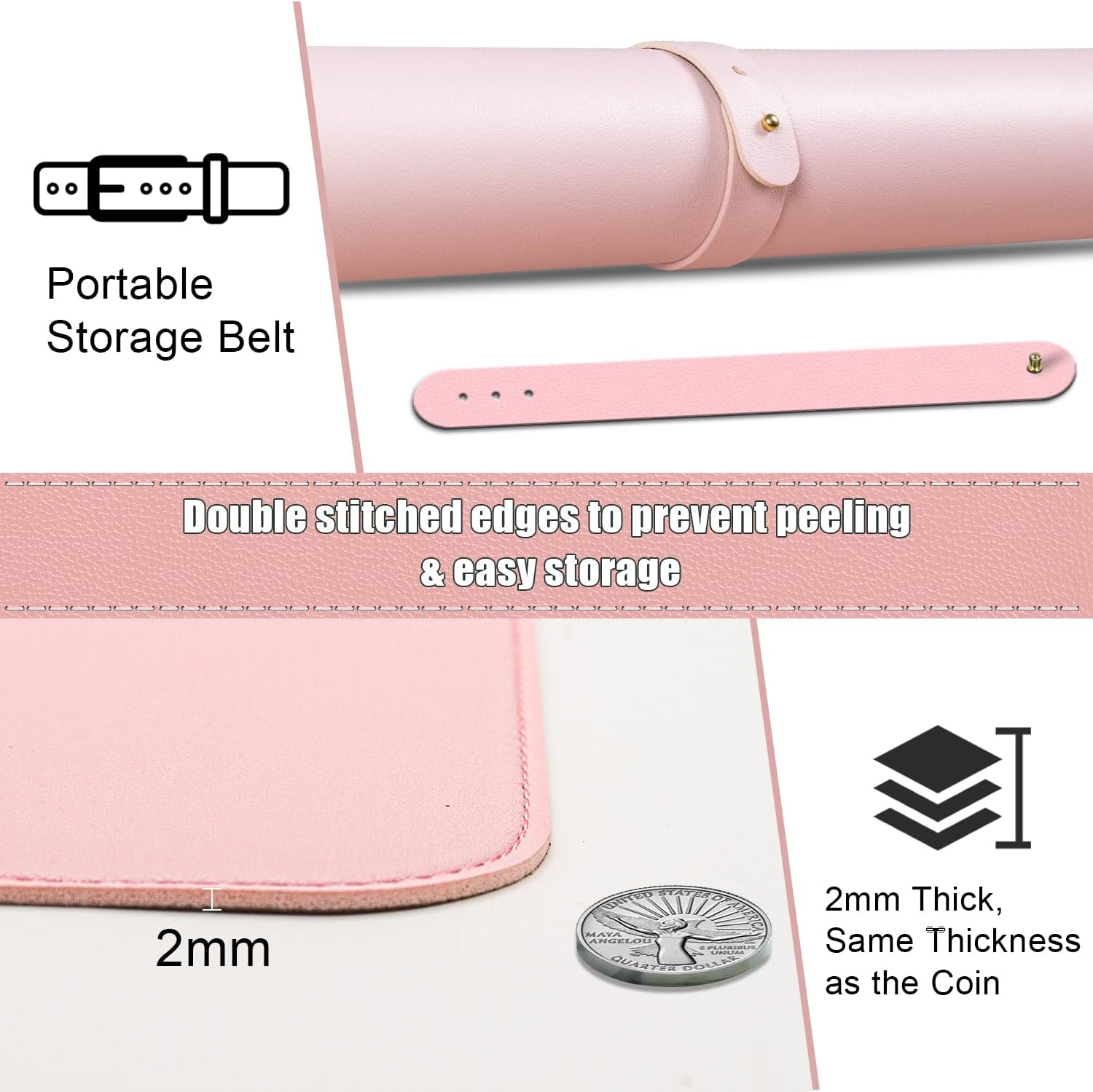 Leather Desk Pad Mat, Non-Slip Desk Protector with Wrist Rest Weekly Monthly Planner - Image 6