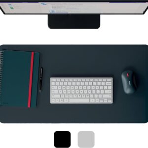 Leitz Large Leather Desk Mat – Recycled Leather Desk Pad, Non-Slip Mat, Premium Writing Pad, Keyboard & Mouse Mat, Laptop Desk Protector for Office & Home, Blotter, Eco-Friendly (70x36cm, Dark Grey)