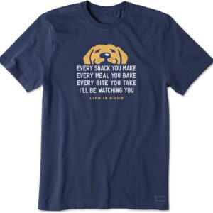 Life is Good. Mens Crusher Tee I'll Be Watching You, Darkest Blue