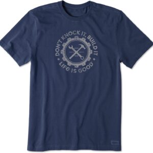 Life is Good Men's Crusher Tee Shirt, Short Sleeve Cotton Graphic T-Shirts, Build It