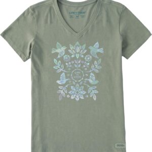 Life is Good Women's Crusher Tee Shirt, Short Sleeve Cotton Graphic T-Shirts, Folk Art Garden Tie Dye