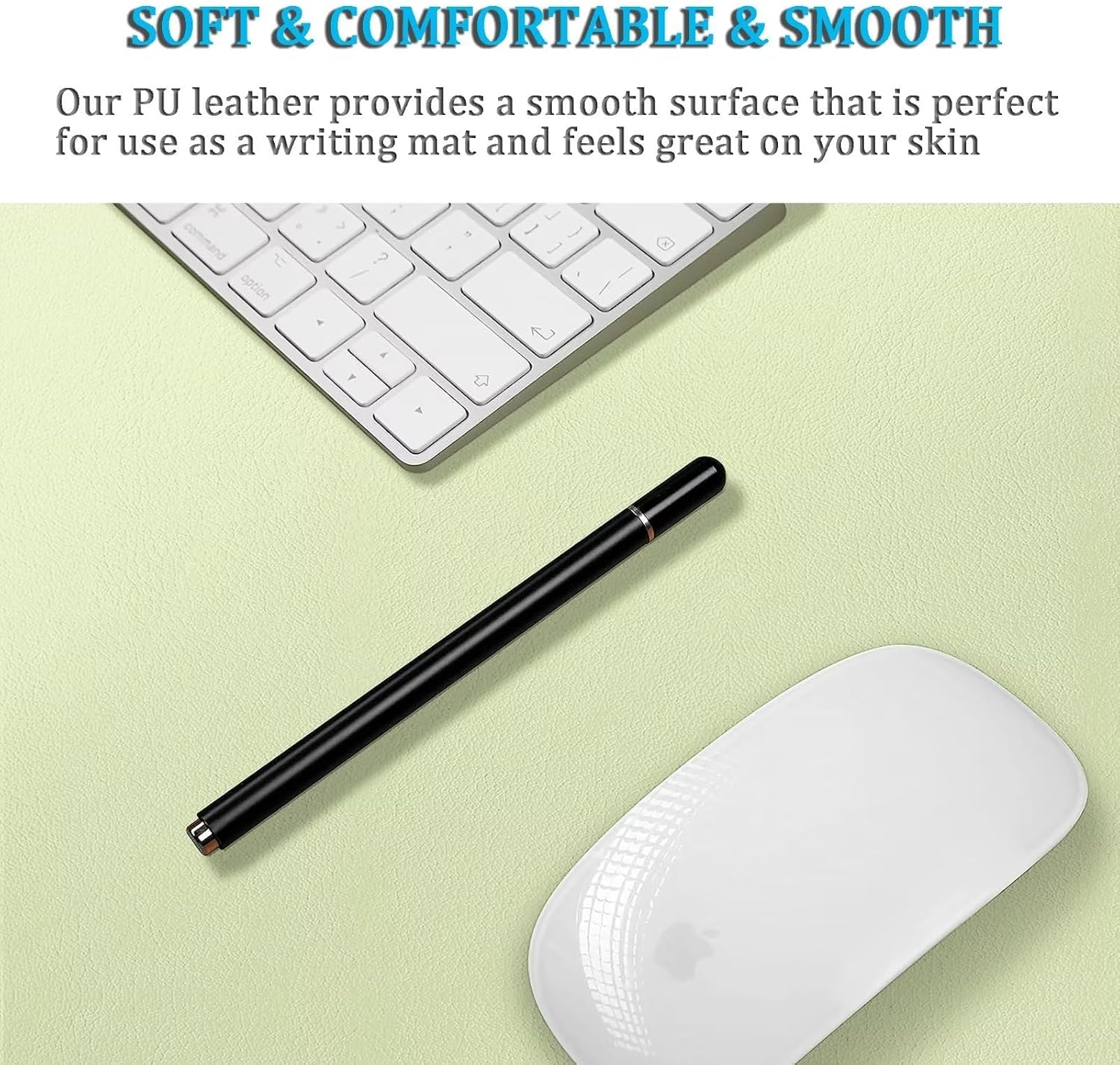 LL-COEUR Extra Large PU Leather Desk Mat Matcha Green Large Mouse Pad XXL Waterproof Table Mat Office Laptop Writing Pad (63 x 23.6 inch) - Image 6