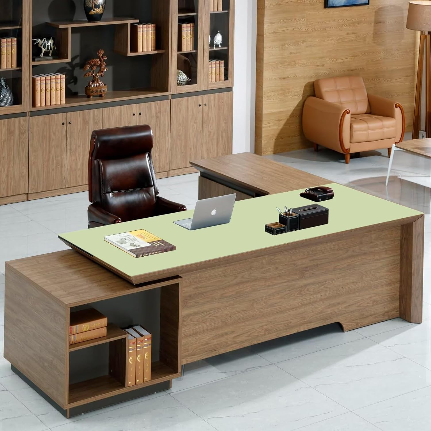 LL-COEUR Extra Large PU Leather Desk Mat Matcha Green Large Mouse Pad XXL Waterproof Table Mat Office Laptop Writing Pad (63 x 23.6 inch) - Image 7