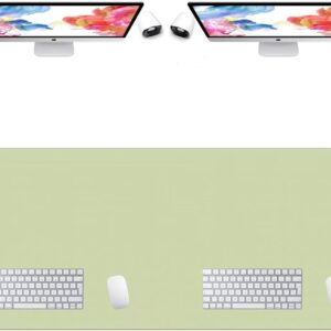 LL-COEUR Extra Large PU Leather Desk Mat Matcha Green Large Mouse Pad XXL Waterproof Table Mat Office Laptop Writing Pad (63 x 23.6 inch)