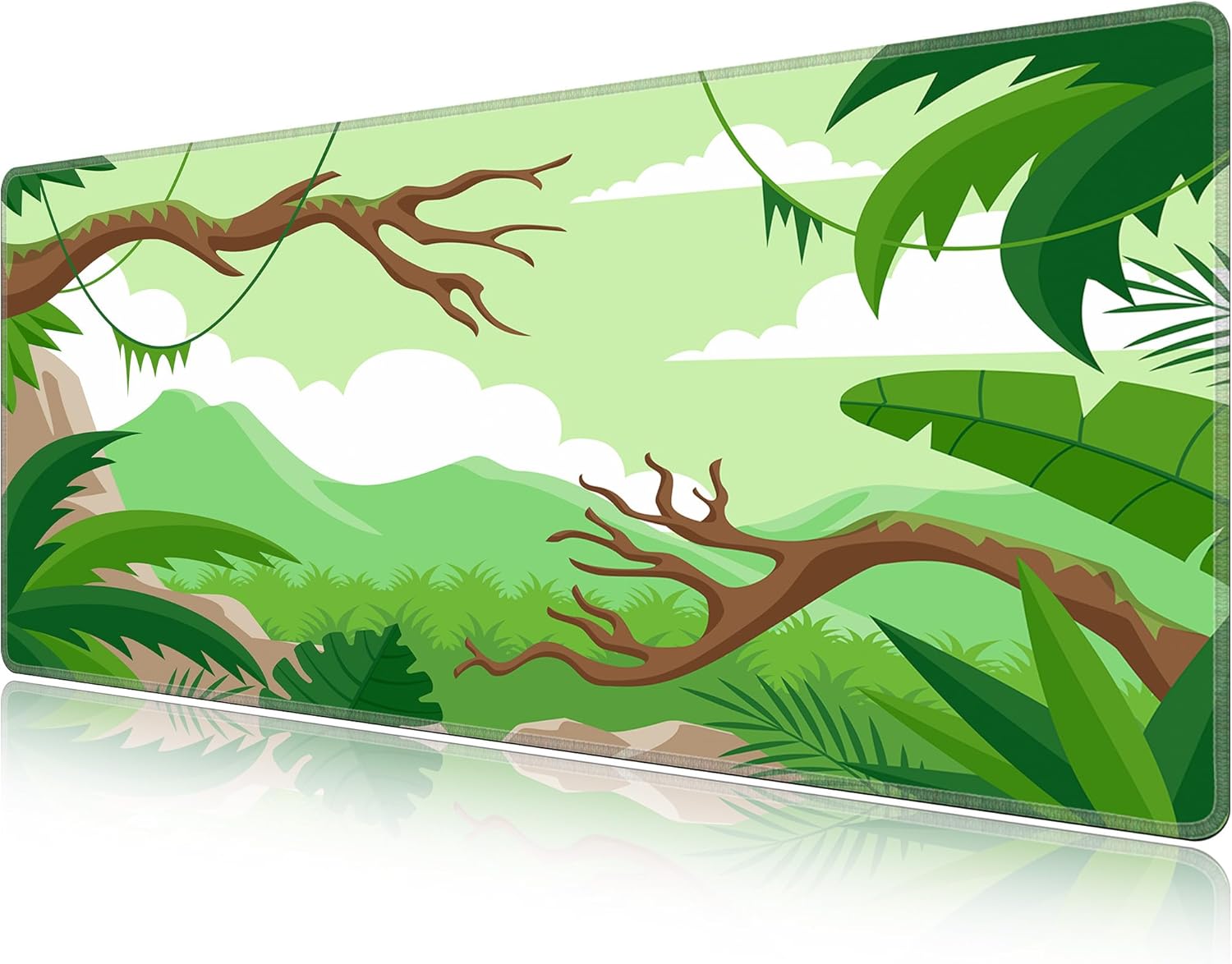 LL-COEUR Green Plant Extended Mouse Mat 55.1x23.6x0.12inch Laptop Keyboard Pad with Non-Slip Rubber Base Long Desk Topper Mat for Gaming Office Home L