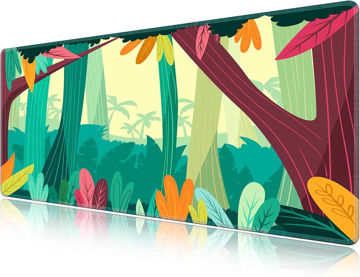 LL-COEUR Green Plant Extended Mouse Mat 55.1x23.6x0.12inch Laptop Keyboard Pad with Non-Slip Rubber Base Long Desk Topper Mat for Gaming Office Home