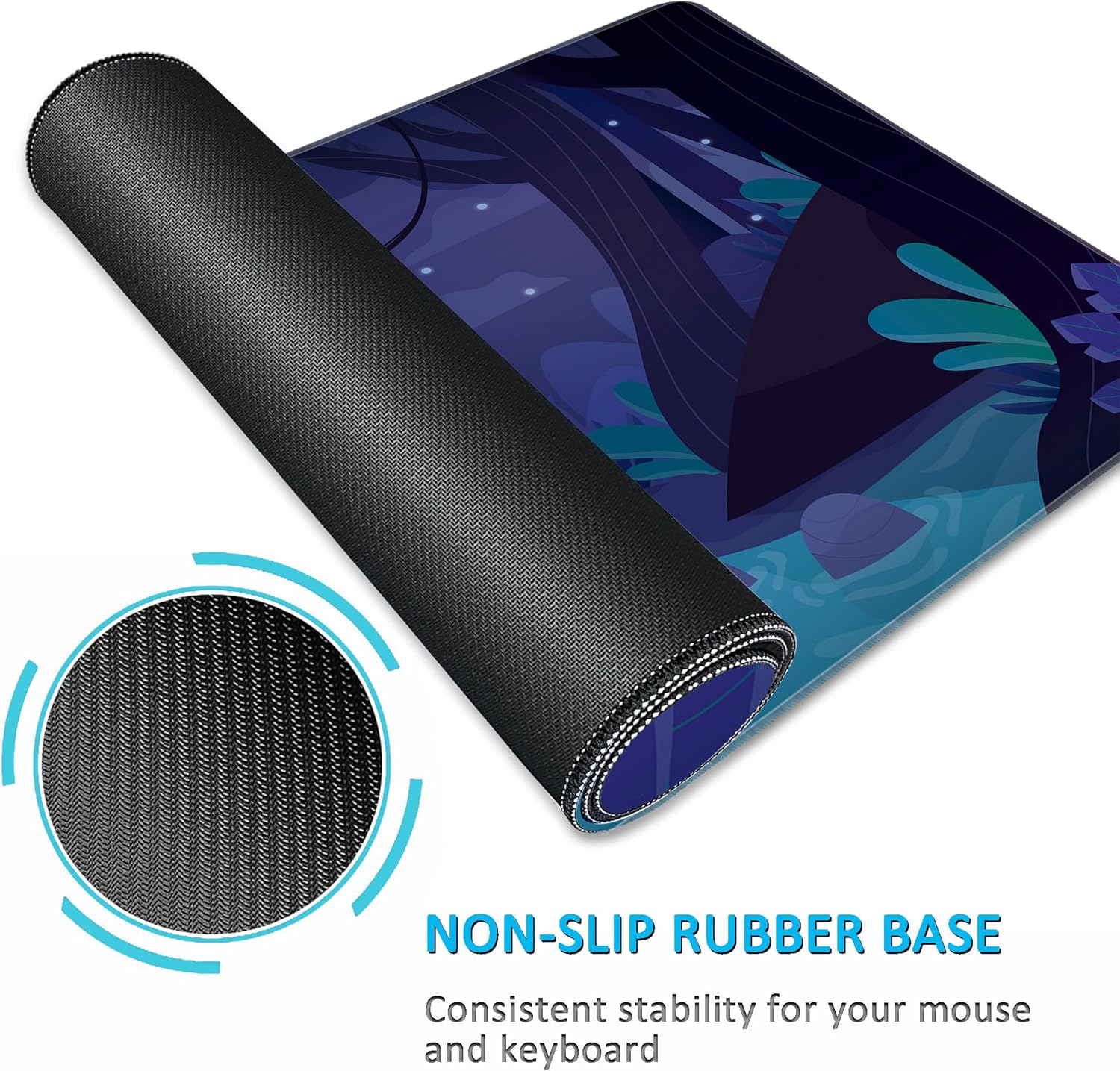 LL-COEUR Green Plant Extended Mouse Mat 55.1x27.5x0.12inch Laptop Keyboard Pad with Non-Slip Rubber Base Long Desk Topper Mat for Gaming Office Home XXL - Image 6