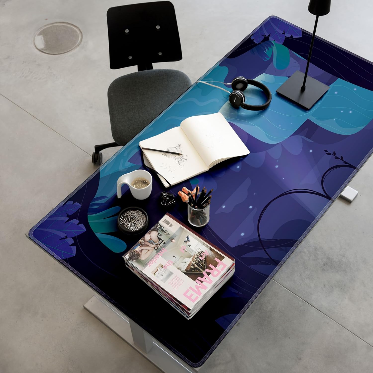 LL-COEUR Green Plant Extended Mouse Mat 55.1x27.5x0.12inch Laptop Keyboard Pad with Non-Slip Rubber Base Long Desk Topper Mat for Gaming Office Home XXL - Image 5