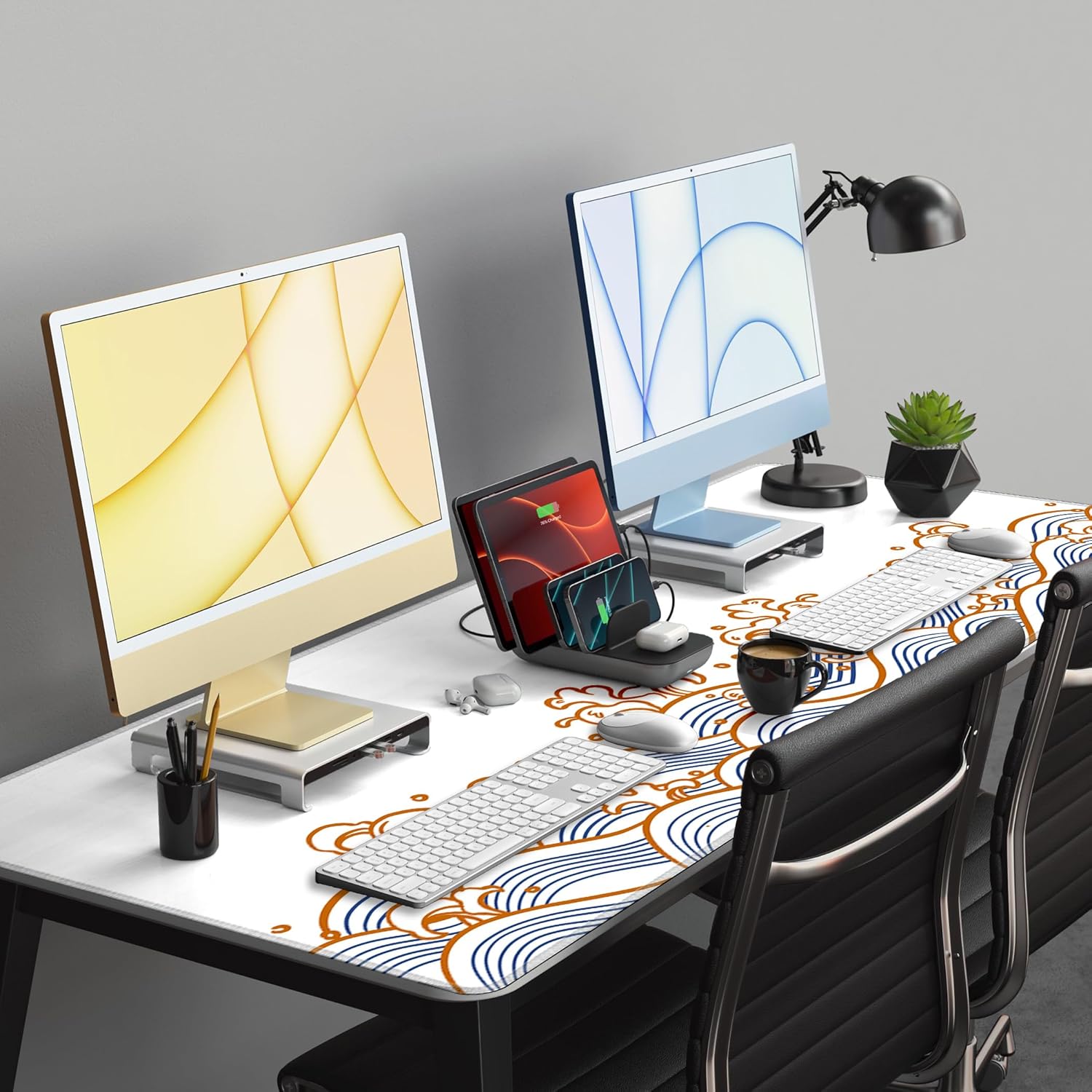 LL-COEUR Sea Wave Large Gaming Mouse Pad 55.1x23.6x0.12inch Long Computer Mouse Mat with Non-Slip Base Stitched Edges Office Desk Accessories Gifts XL - Image 3