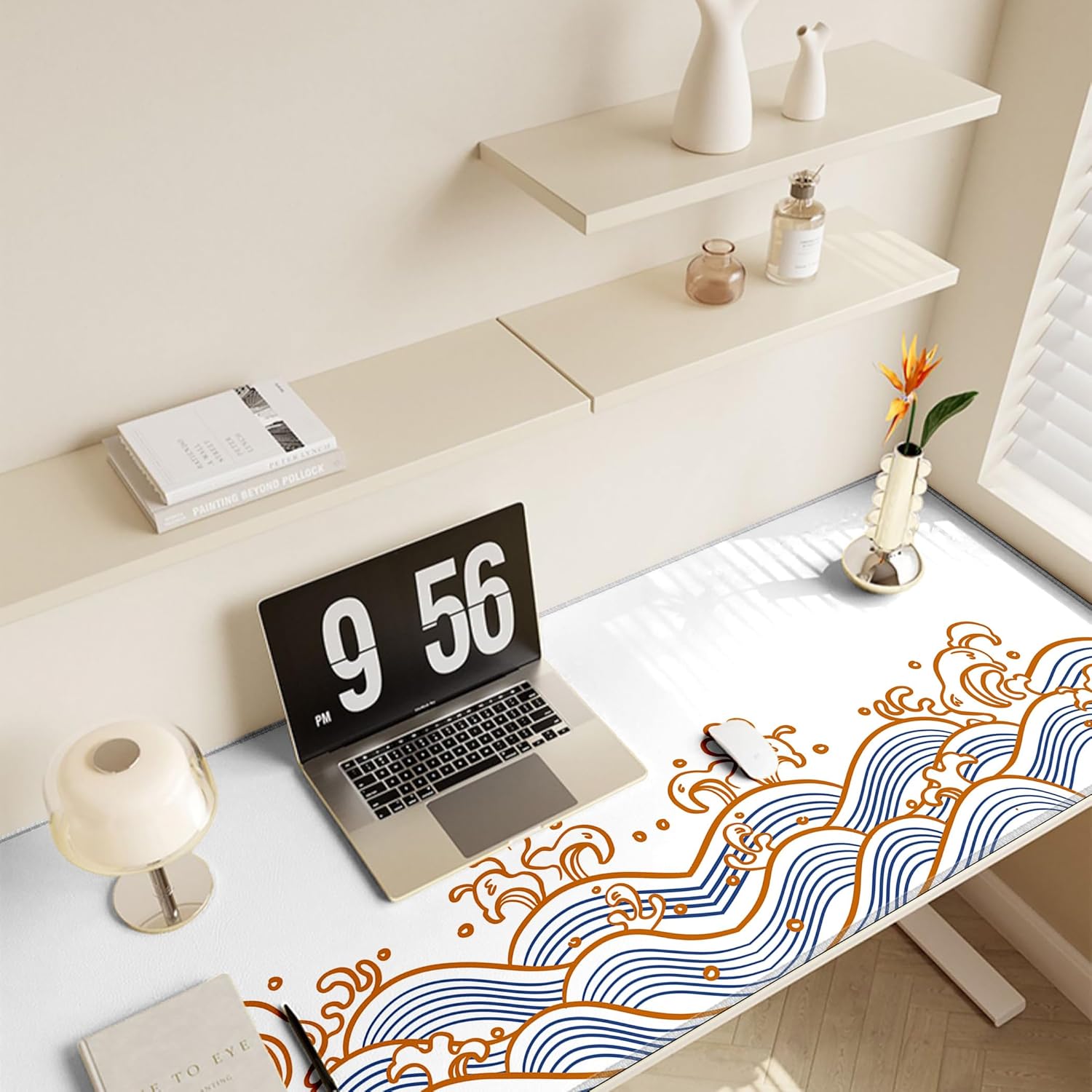 LL-COEUR Sea Wave Large Gaming Mouse Pad 55.1x23.6x0.12inch Long Computer Mouse Mat with Non-Slip Base Stitched Edges Office Desk Accessories Gifts XL - Image 4