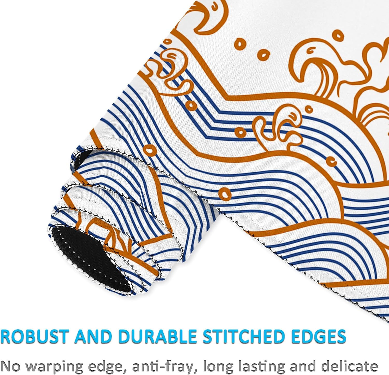 LL-COEUR Sea Wave Large Gaming Mouse Pad 55.1x23.6x0.12inch Long Computer Mouse Mat with Non-Slip Base Stitched Edges Office Desk Accessories Gifts XL - Image 6