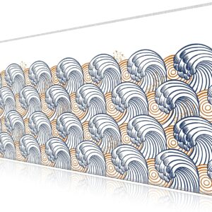 LL-COEUR Sea Wave Large Gaming Mouse Pad 55.1x27.5x0.12inch Long Computer Mouse Mat with Non-Slip Base Stitched Edges Office Desk Accessories Gifts XL