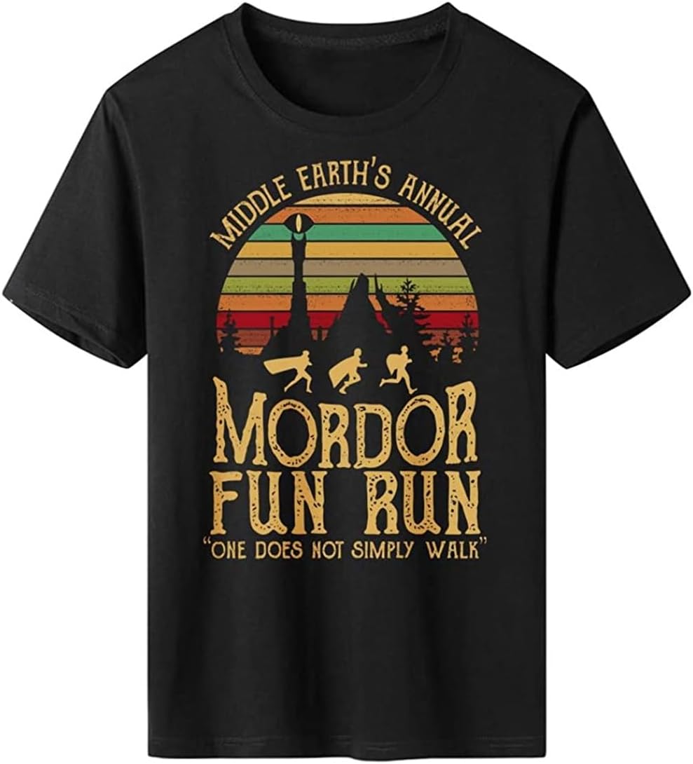 Lontse Middle Earth's Annual Mordor Fun Run one Does not Simply Walk T-Shirt for Men - Image 2