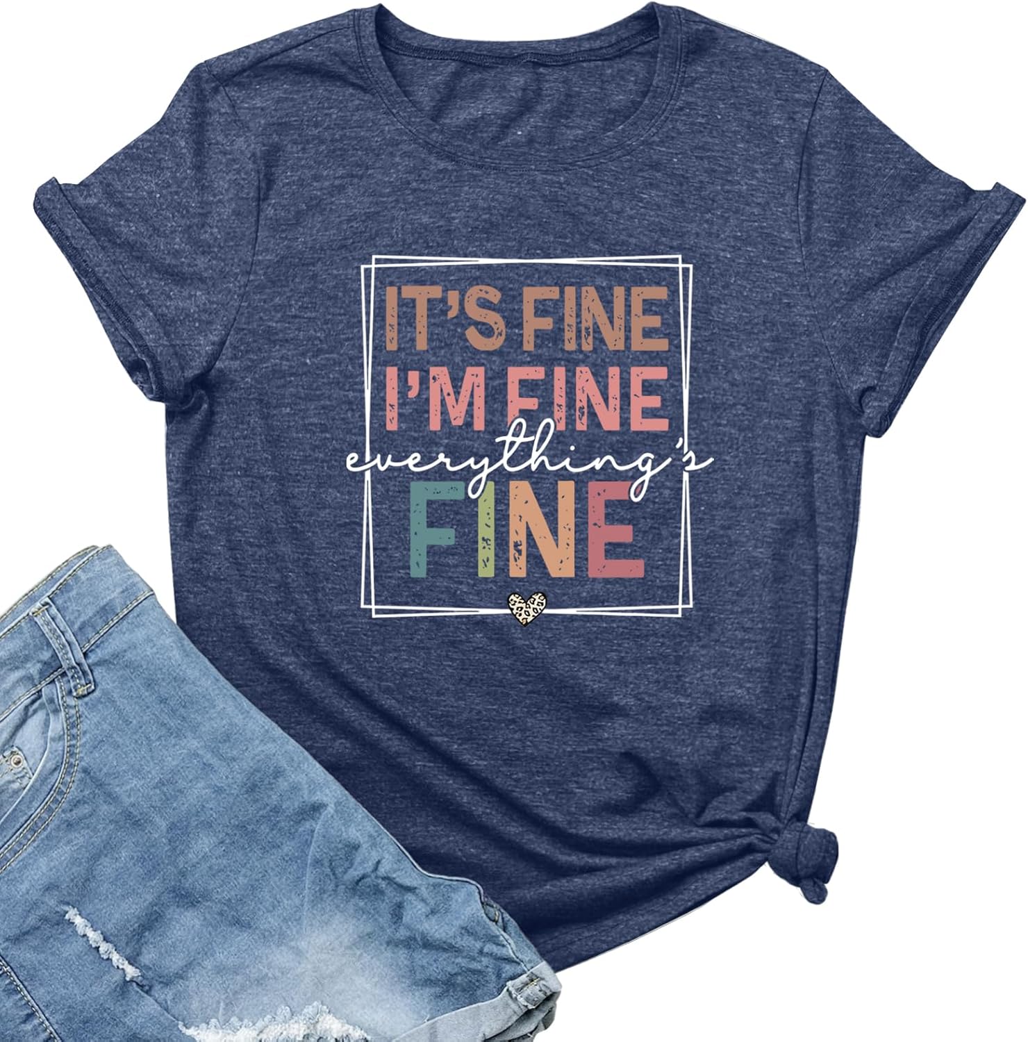 LOOKFACE Women Crewneck It's Fine Cute Graphic T Shirts - Image 5