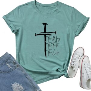 LOOKFACE Women Cross Graphic Tees Soft Tops