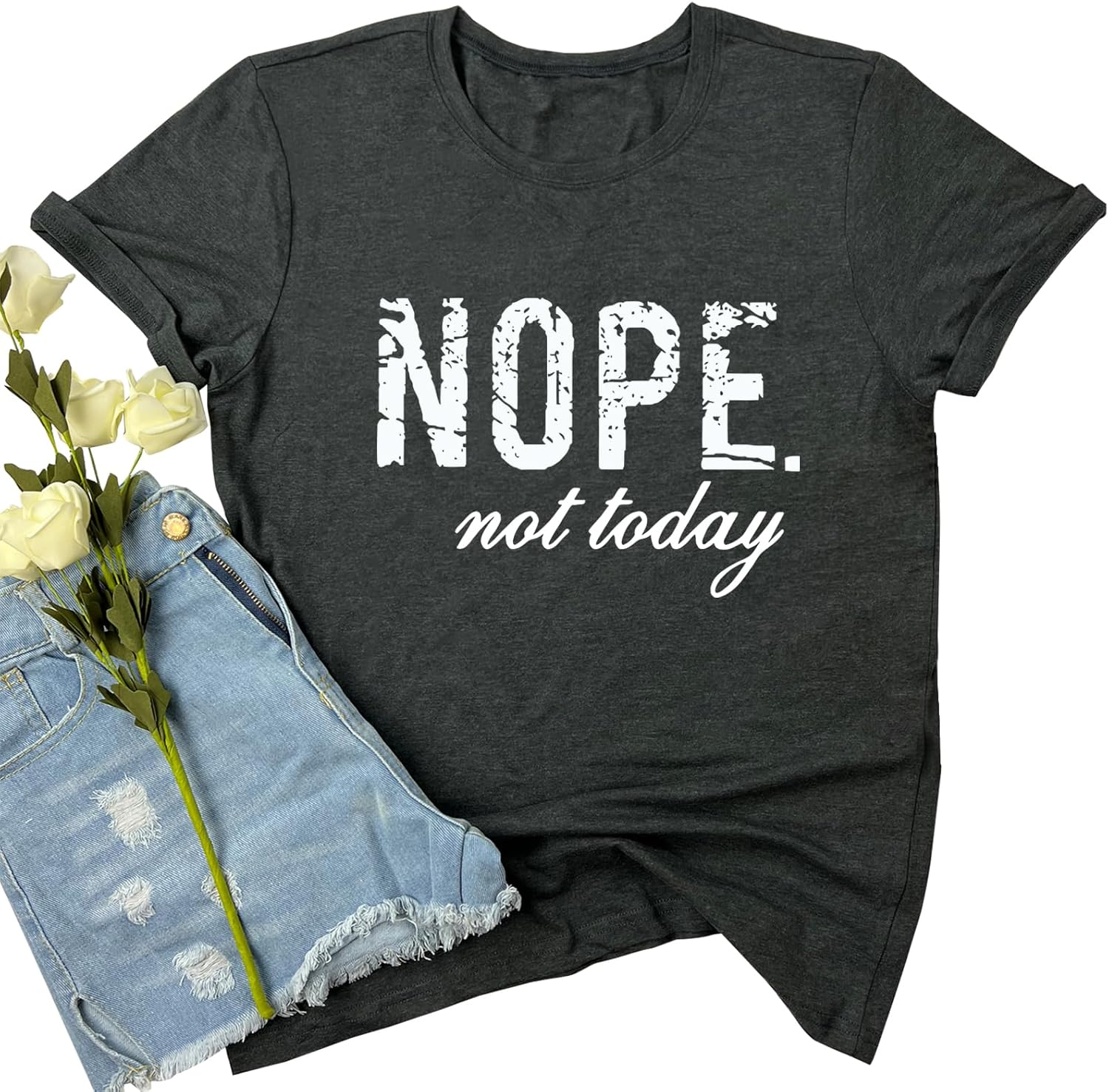 LOOKFACE Women Cute Tops Nope Summer Graphic Tees - Image 6