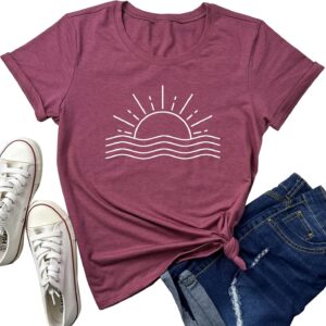 LOOKFACE Womens Cute Sun Graphic Tees Soft Tops