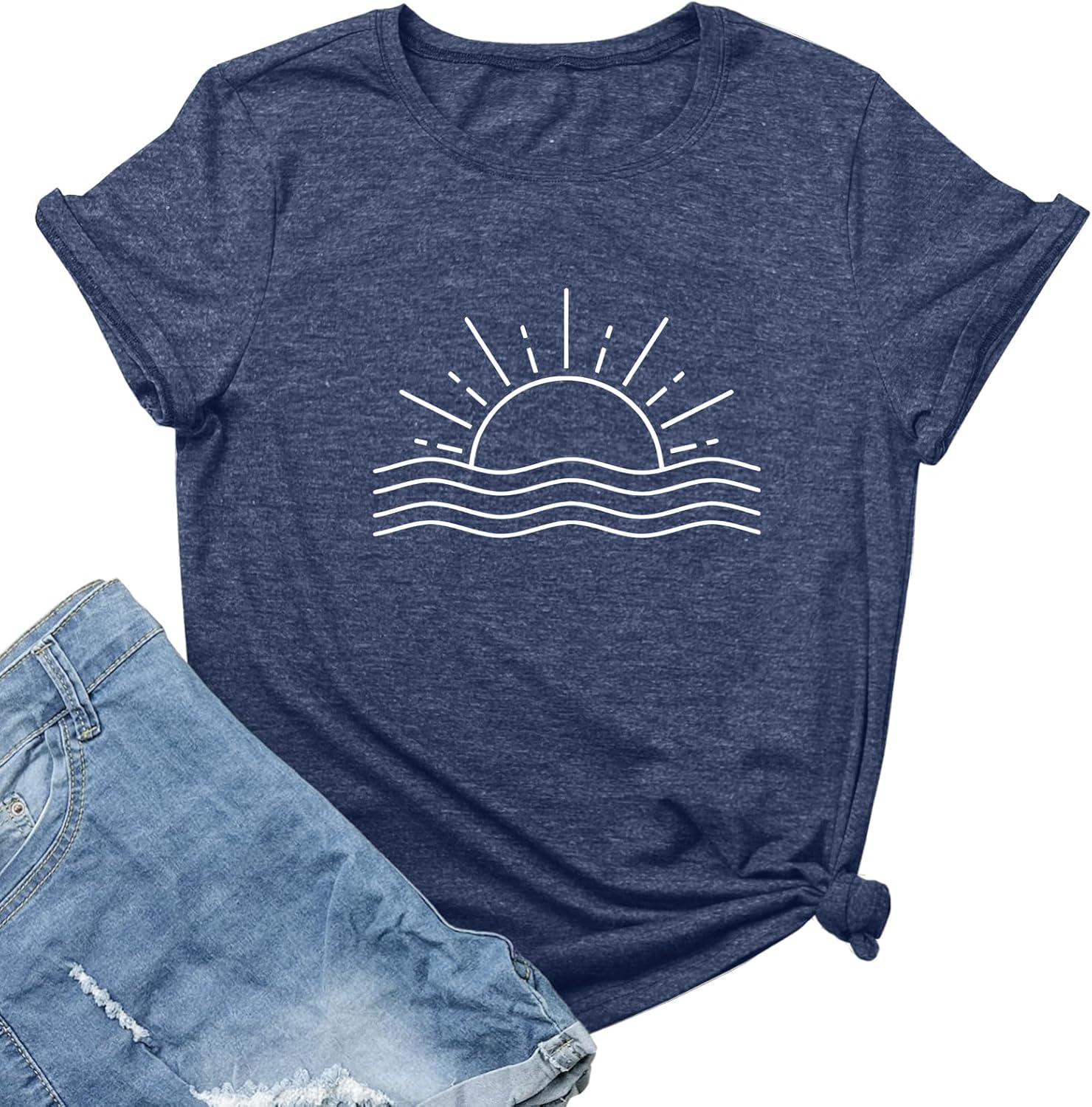 LOOKFACE Womens Cute Sun Graphic Tees Soft Tops - Image 7