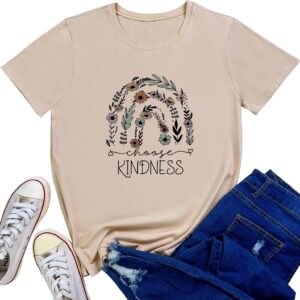 LOOKFACE Womens Floral Kindness Top Cute Graphic Tee Shirts