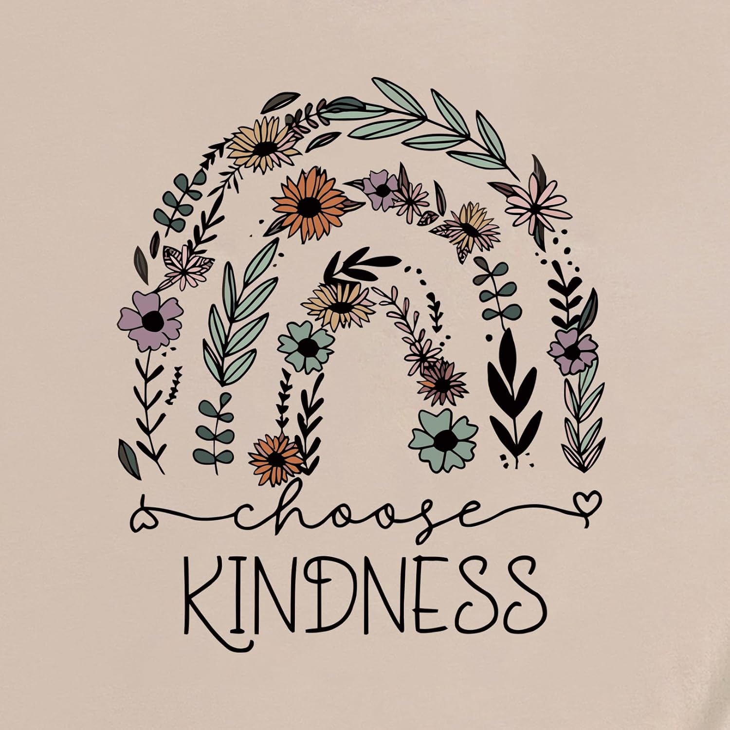 LOOKFACE Womens Floral Kindness Top Cute Graphic Tee Shirts - Image 3