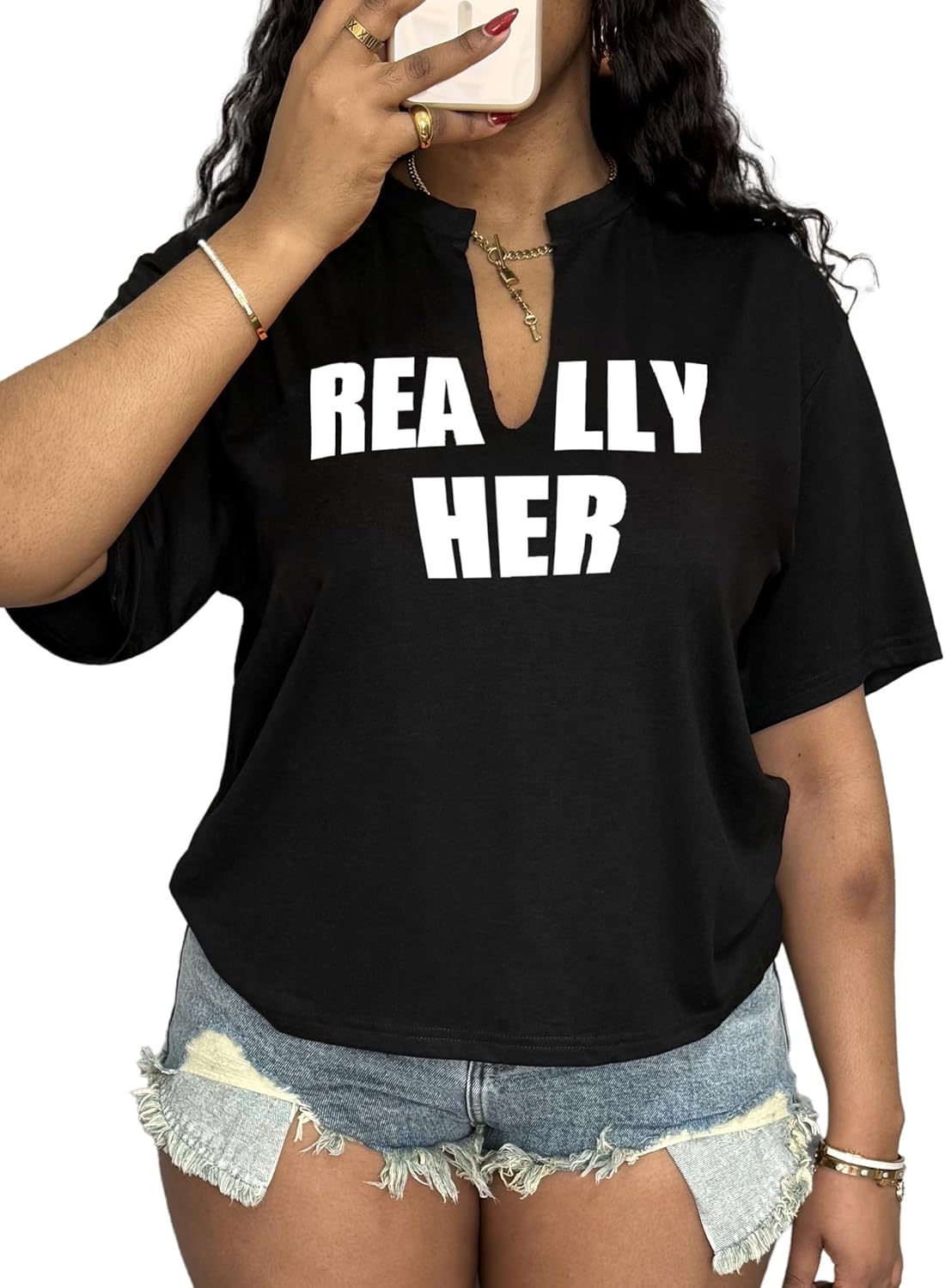 LovelyWholesale Womens Graphic Tees V Neck Short Sleeve T Shirt Loose Casual Summer Tops - Image 8