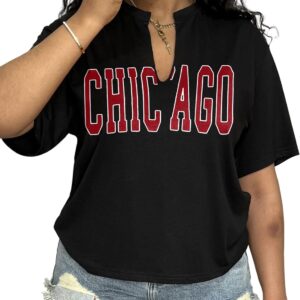 LovelyWholesale Womens Graphic Tees V Neck Short Sleeve T Shirt Loose Casual Summer Tops