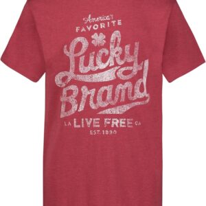 Lucky Brand Boys' Short Sleeve Graphic Crew Neck T-Shirt, Soft, Comfortable, Relaxed Fit
