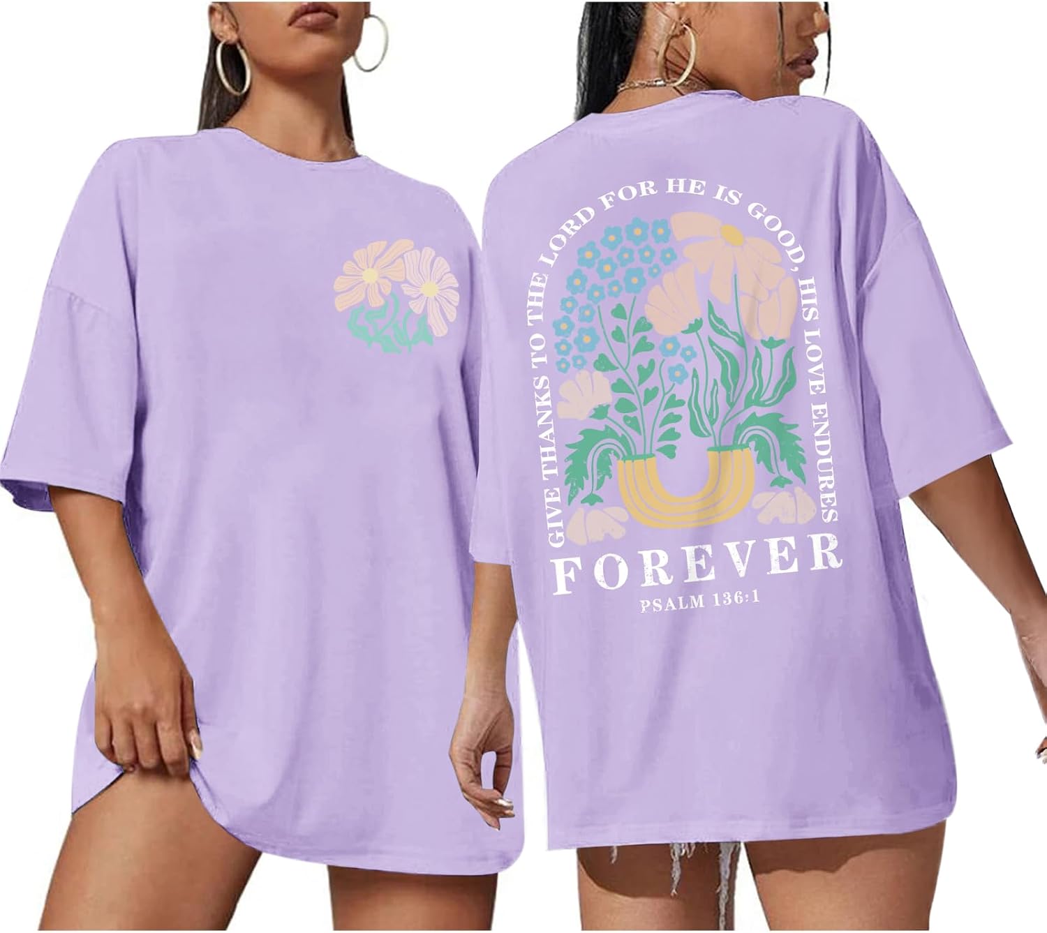 Lytiarul Christian Faith Tshirts for Women Jesus Religious Bible Verse Shirts Inspirational Floral Oversized Graphic Tees - Image 12