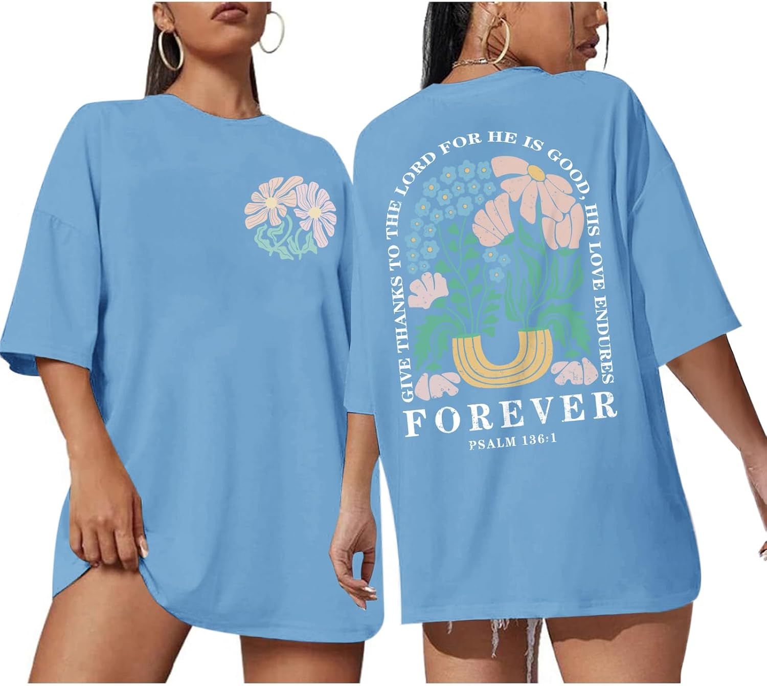 Lytiarul Christian Faith Tshirts for Women Jesus Religious Bible Verse Shirts Inspirational Floral Oversized Graphic Tees - Image 11