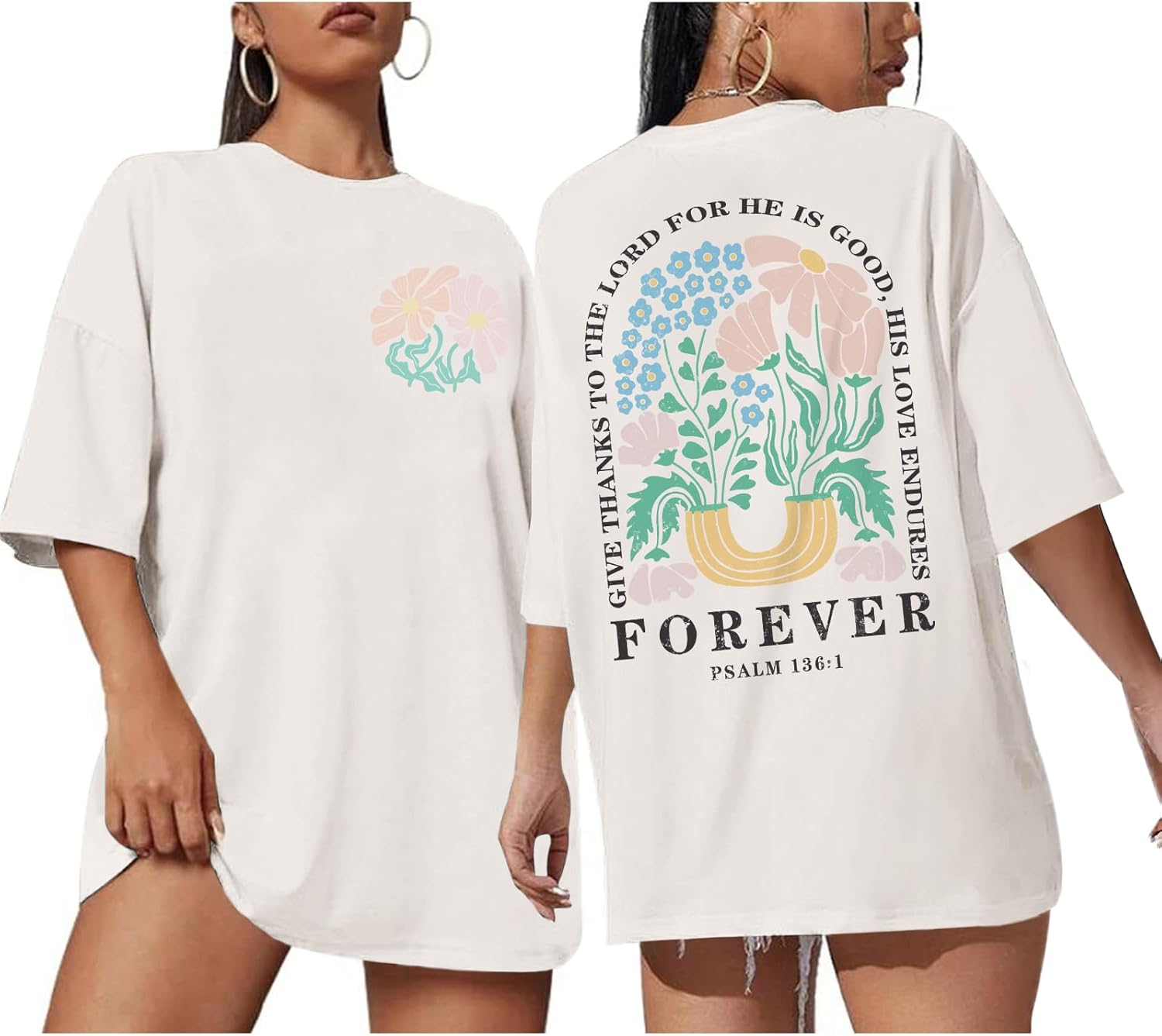 Lytiarul Christian Faith Tshirts for Women Jesus Religious Bible Verse Shirts Inspirational Floral Oversized Graphic Tees - Image 10