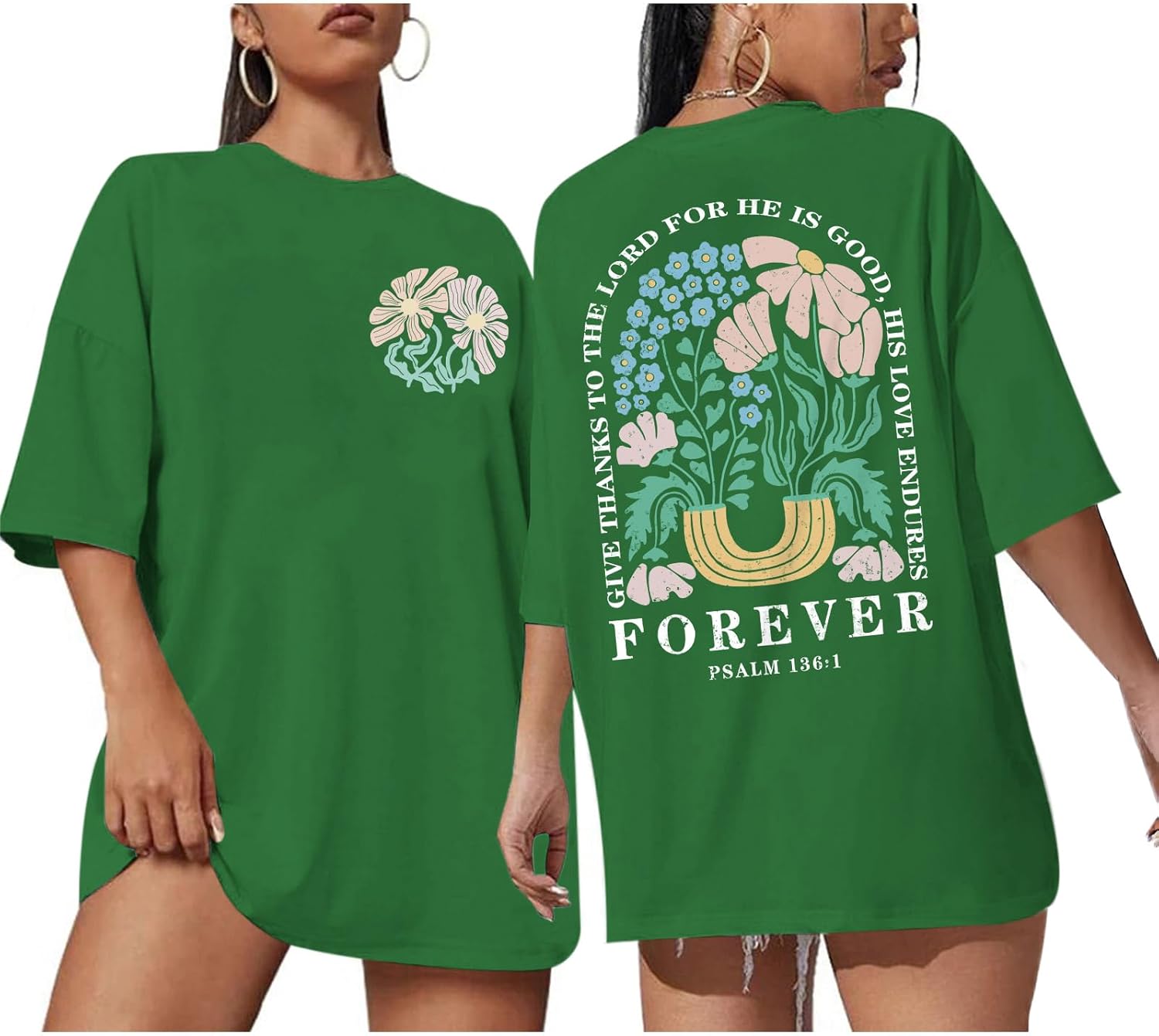 Lytiarul Christian Faith Tshirts for Women Jesus Religious Bible Verse Shirts Inspirational Floral Oversized Graphic Tees - Image 13