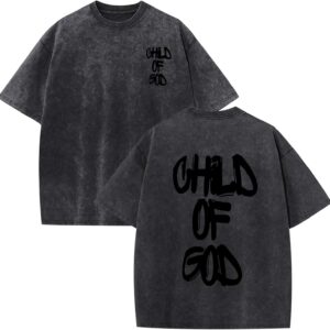 Lytiarul Christian Shirts for Men God Child of Jesus Faith Shirt Oversized Graphic Religious Tees Acid Wash T-Shirt Tops
