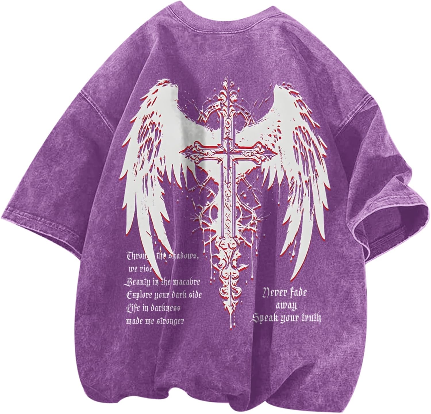 Lytiarul Vintage Goth Punk Shirts for Men Grunge Streetwear Oversized Tshirts Gothic Cross Y2k Graphic Tees Acid Wash T Shirt - Image 16