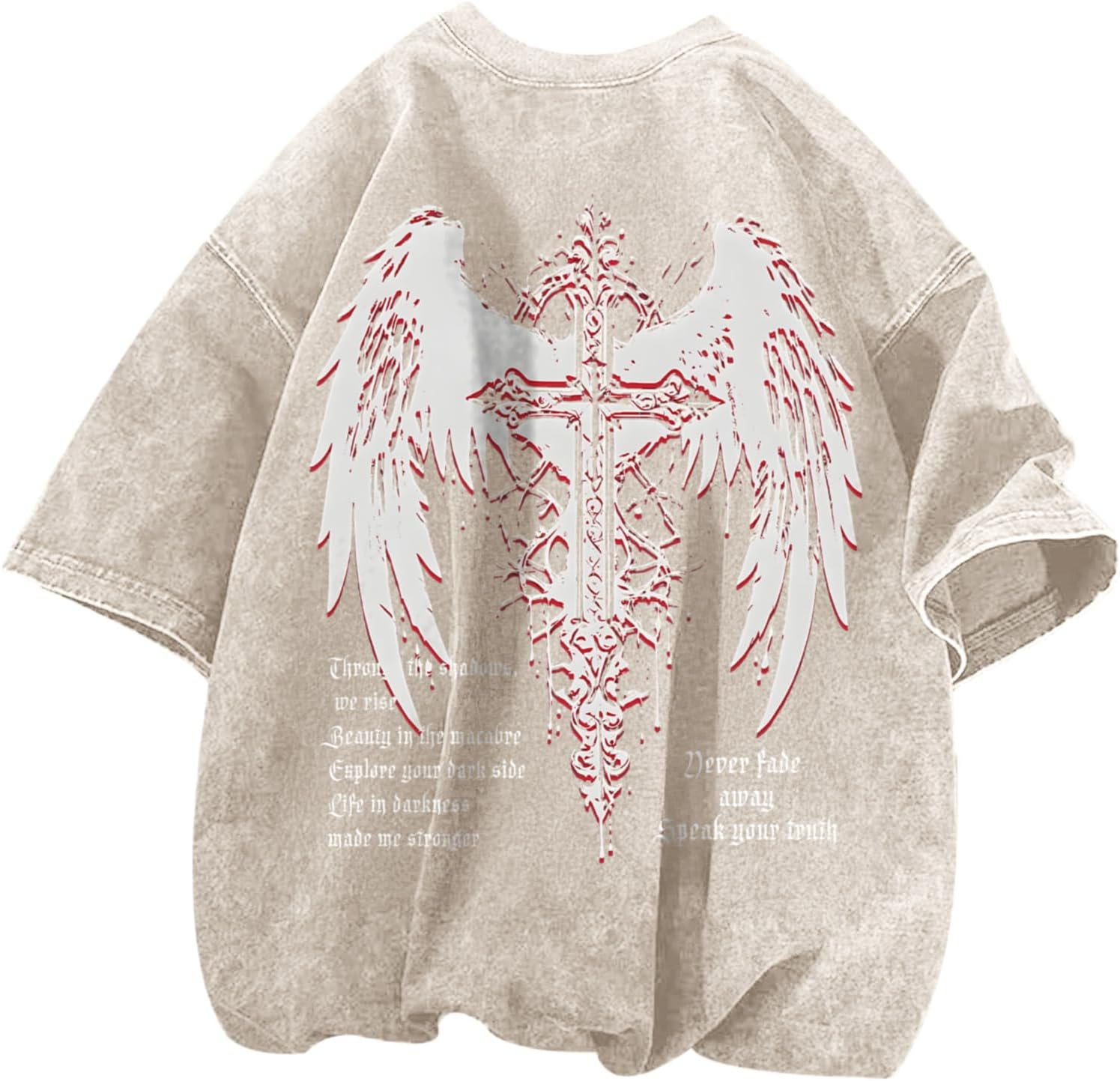 Lytiarul Vintage Goth Punk Shirts for Men Grunge Streetwear Oversized Tshirts Gothic Cross Y2k Graphic Tees Acid Wash T Shirt - Image 13