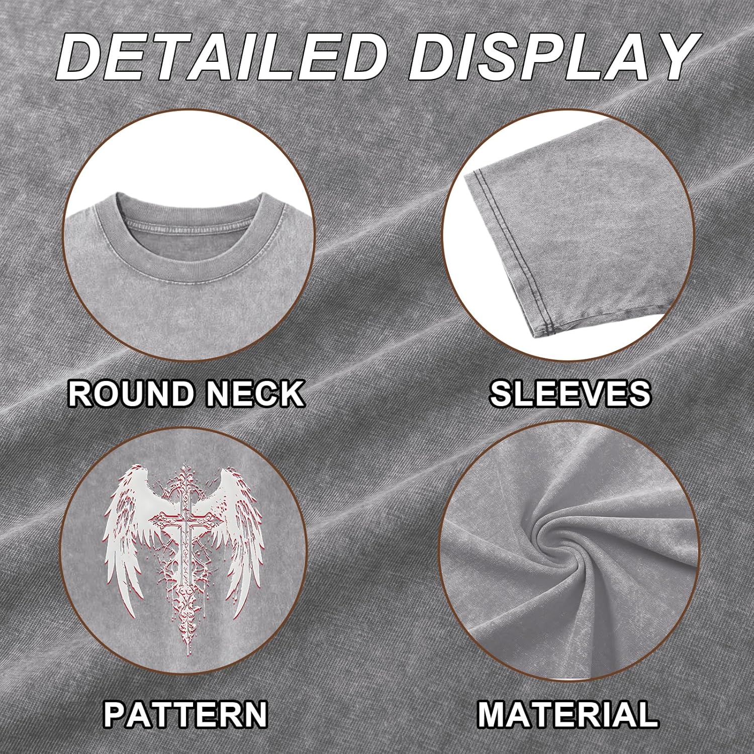 Lytiarul Vintage Goth Punk Shirts for Men Grunge Streetwear Oversized Tshirts Gothic Cross Y2k Graphic Tees Acid Wash T Shirt - Image 6