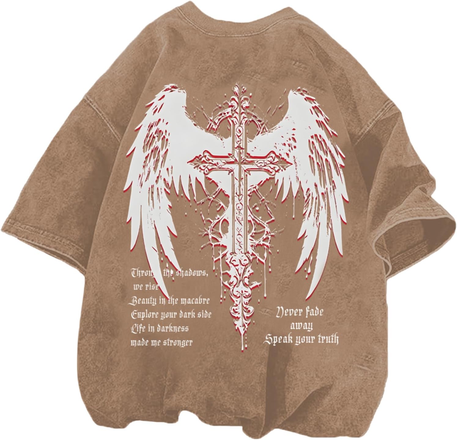 Lytiarul Vintage Goth Punk Shirts for Men Grunge Streetwear Oversized Tshirts Gothic Cross Y2k Graphic Tees Acid Wash T Shirt - Image 10