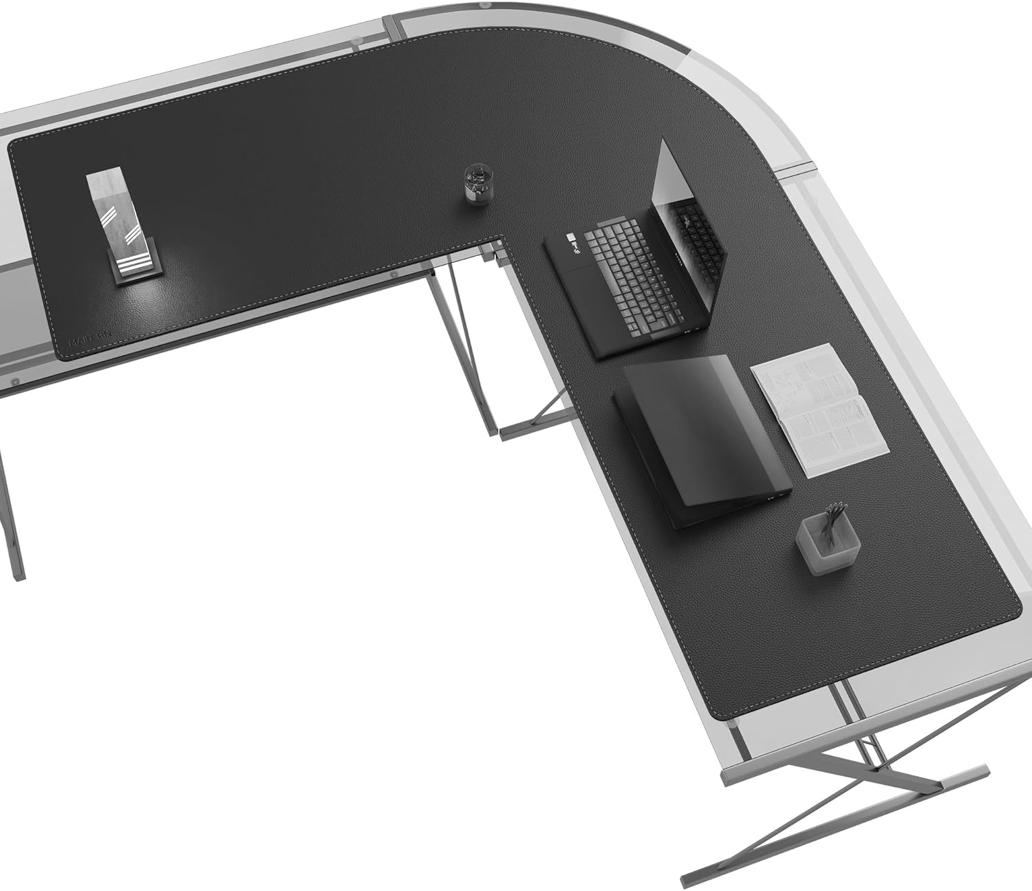MAIDERN (59" + 67") x 23.6" Black Large L Shaped Desk Mat - Dual Sided Leather Gaming Corner Desk Pad for Office Computer