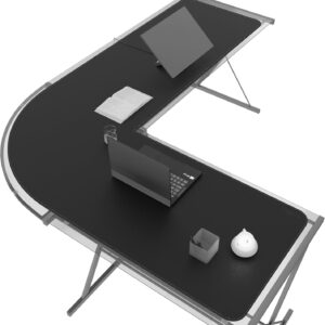 MAIDERN (59" + 75") x 23.6" Black Large L Shaped Desk Mat - Dual Sided Leather Gaming Corner Desk Pad for Office Computer