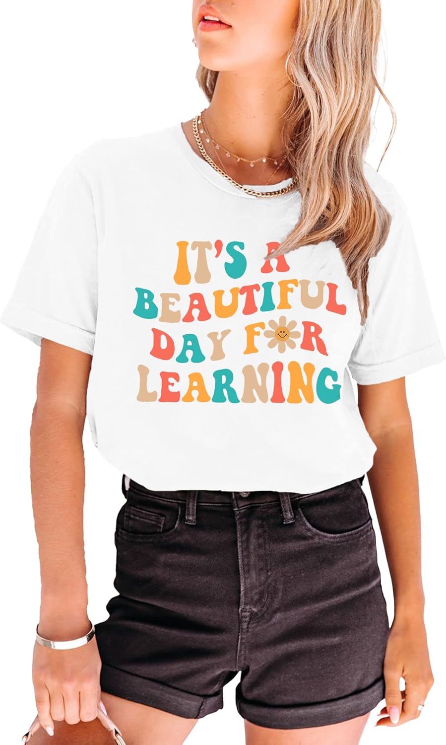 MAIHUN Women Teacher Life Shirt Teacher Gift Short Sleeve Shirts It s a Beautiful Day for Learning - Image 4